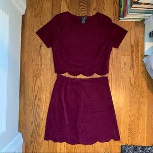 NWOT Aqua Fuchsia suede 2 piece set